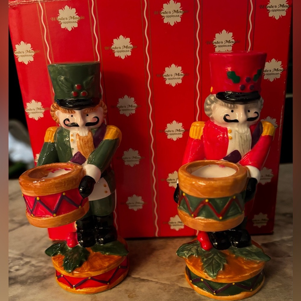 Adorable Vintage Nut Cracker Candle Holders